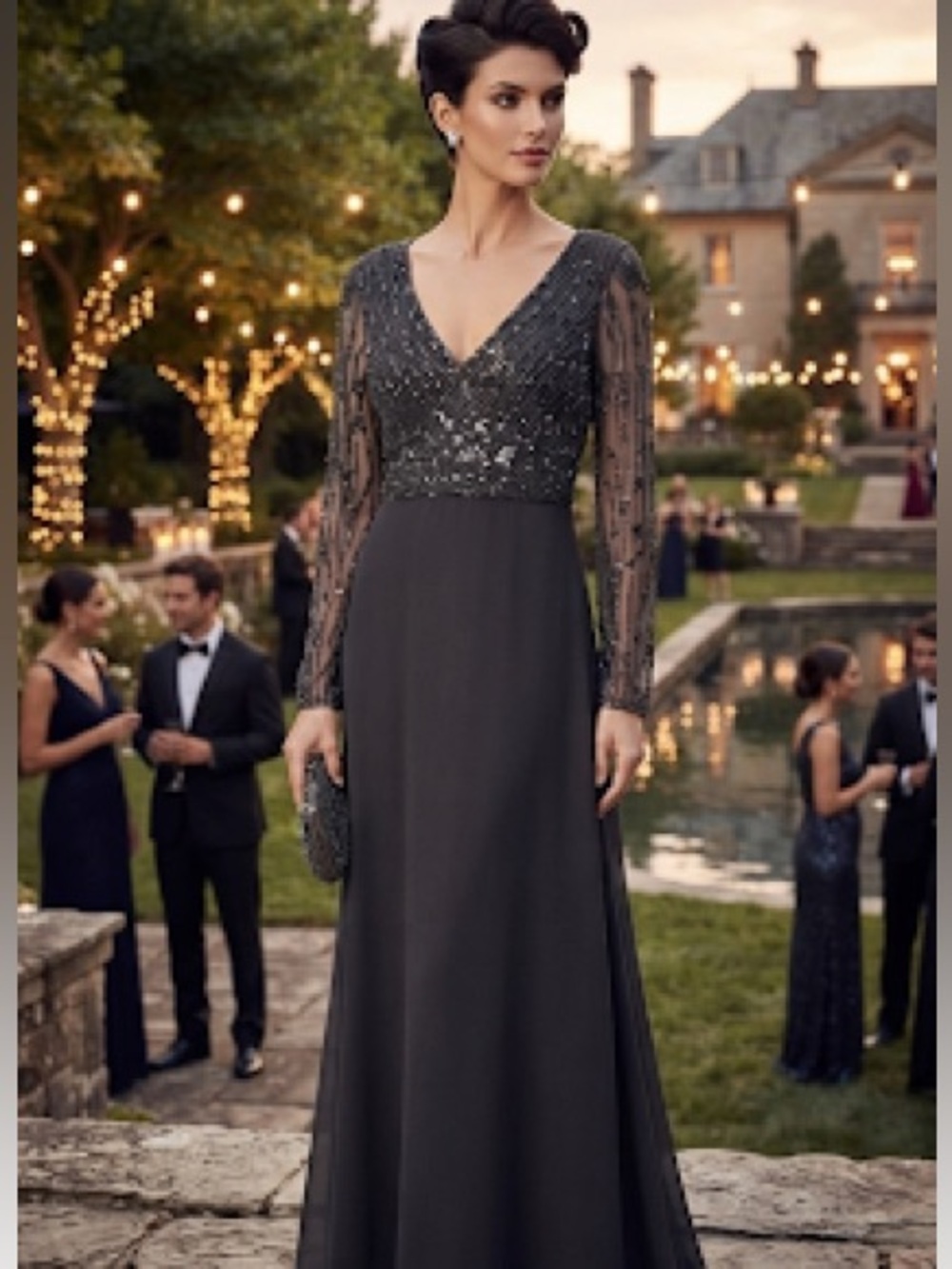 Basix Black Label Embellished Black Maxi Dress